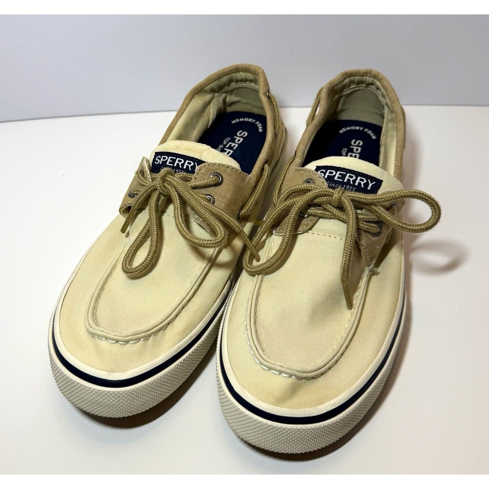 Sperry Men's Canvas Lace-Up Boat Shoes Beige/Tan US 10 EU 43 UK 9